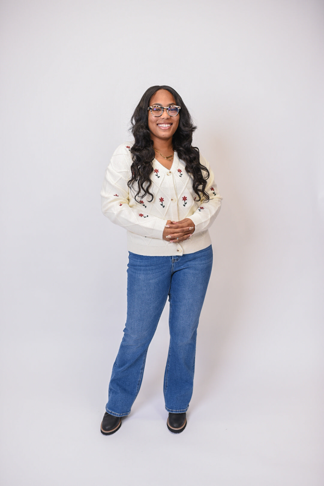 Garden Stitch Cardigan in Cream