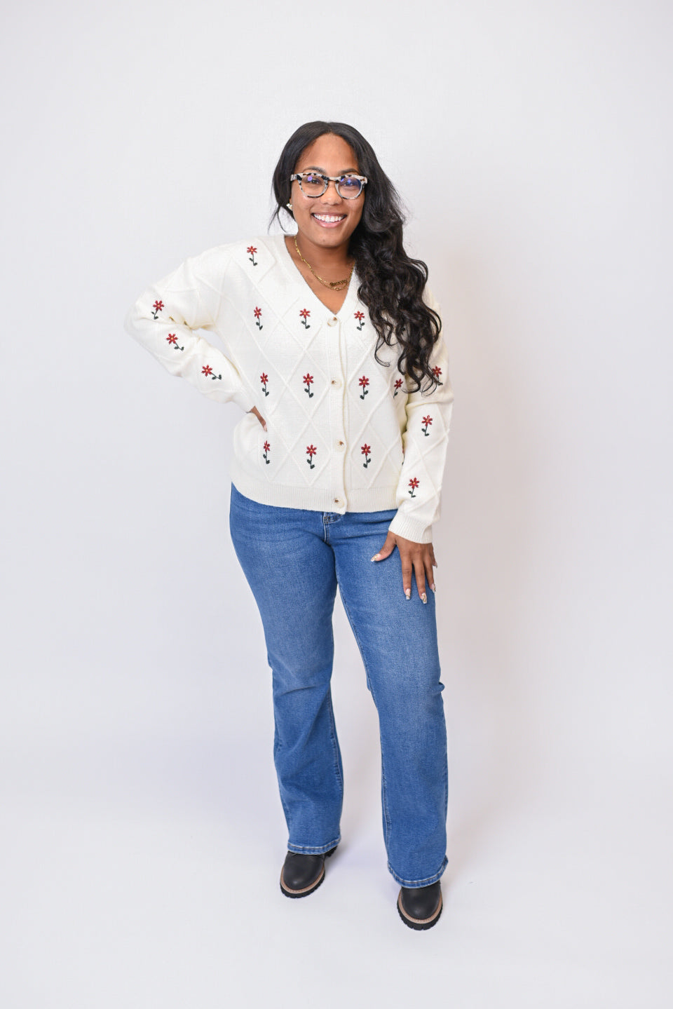 Garden Stitch Cardigan in Cream