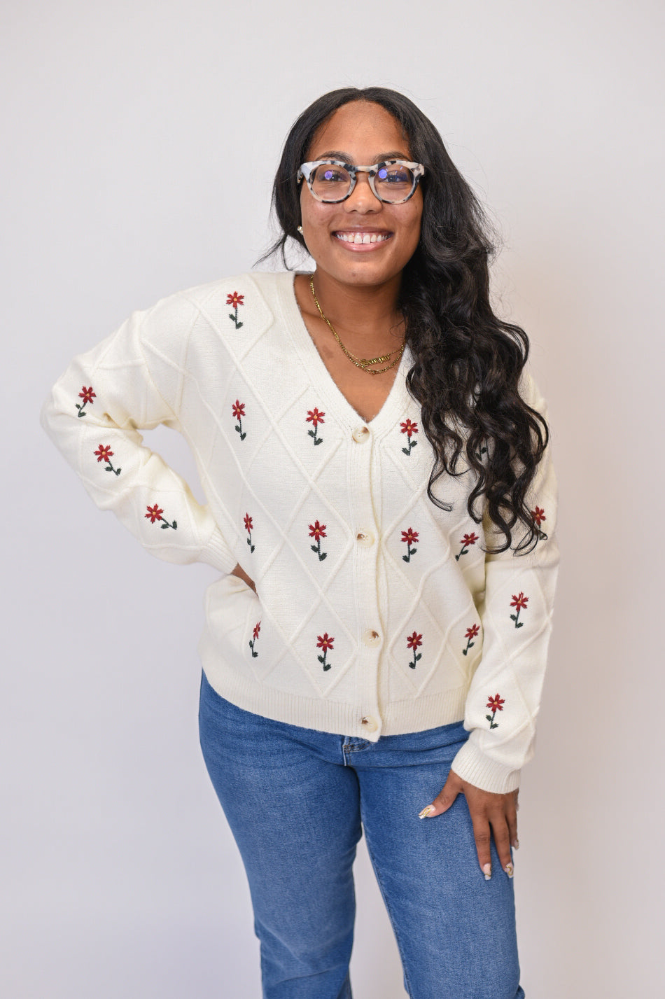 Garden Stitch Cardigan in Cream