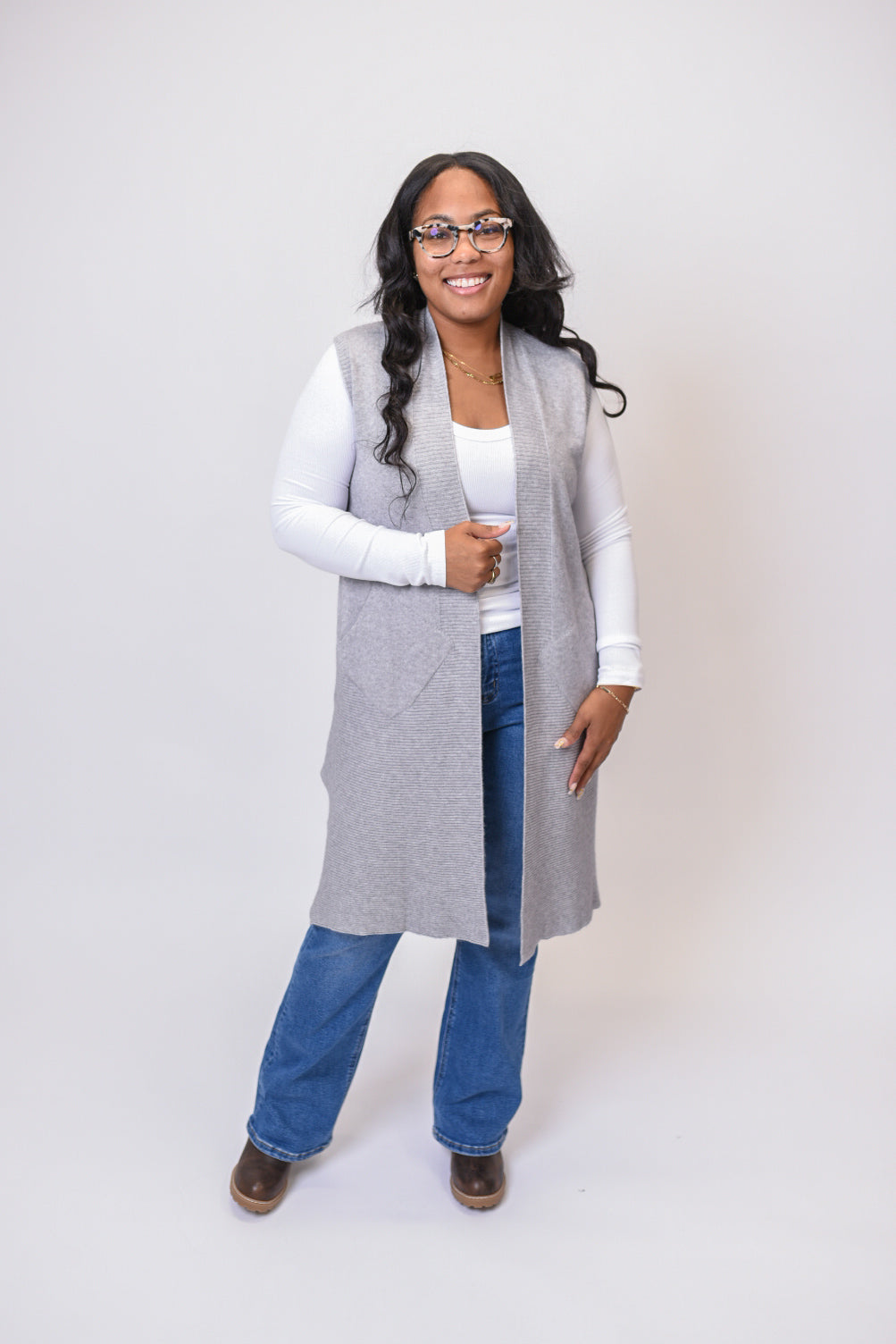 Skies Are Grey Long Cardigan Vest