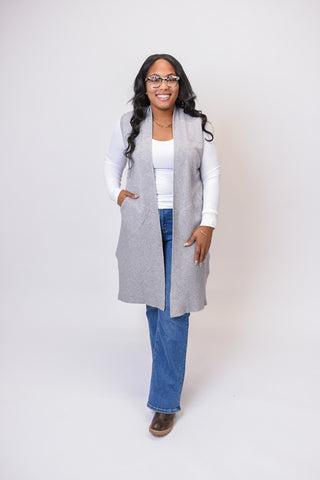 Skies Are Grey Long Cardigan Vest