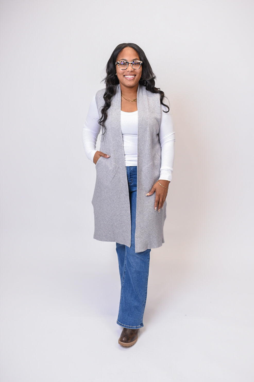Skies Are Grey Long Cardigan Vest