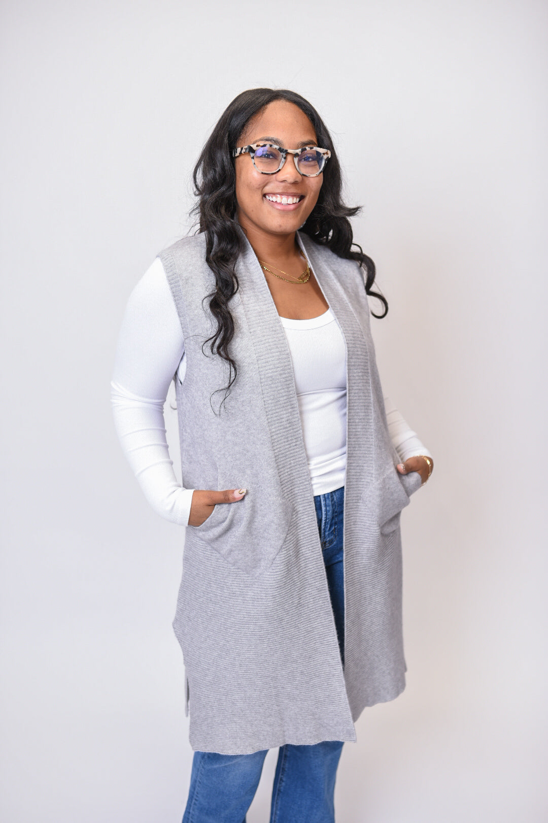 Skies Are Grey Long Cardigan Vest