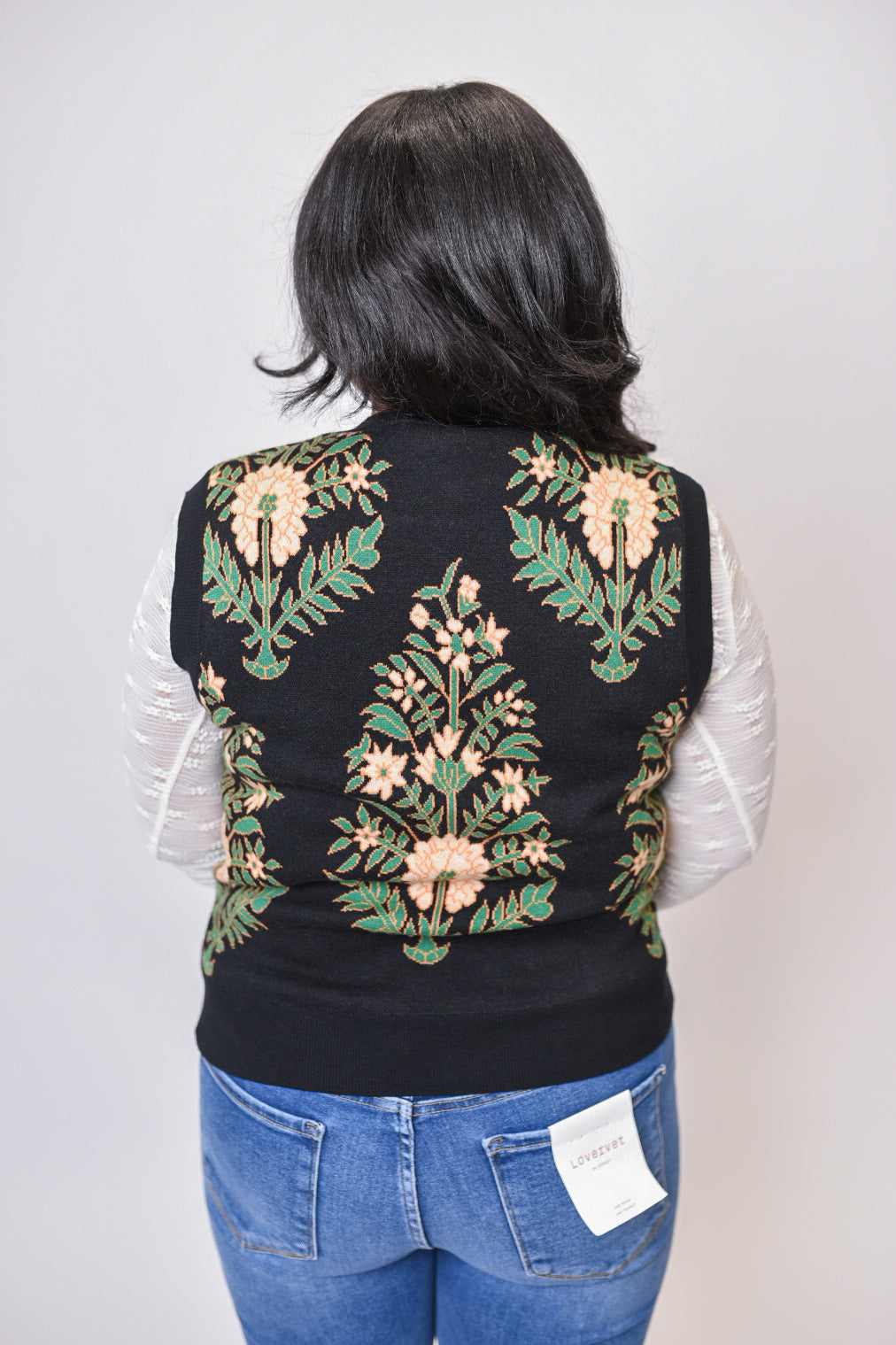 Vintage Vine Sweater Vest in Black