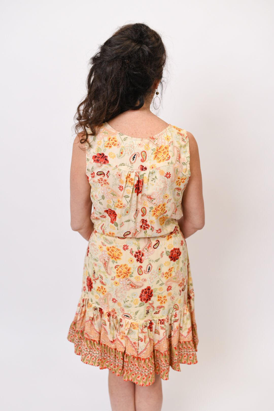 Golden Fire Floral Mini Dress