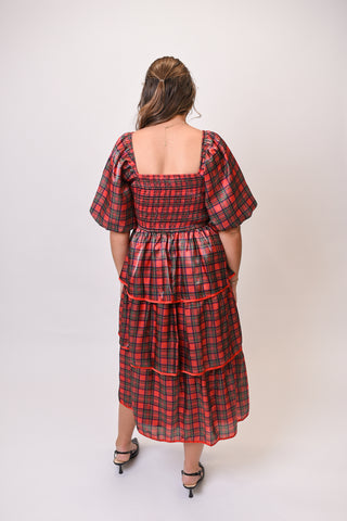 Seasons Greetings Plaid Midi Dress