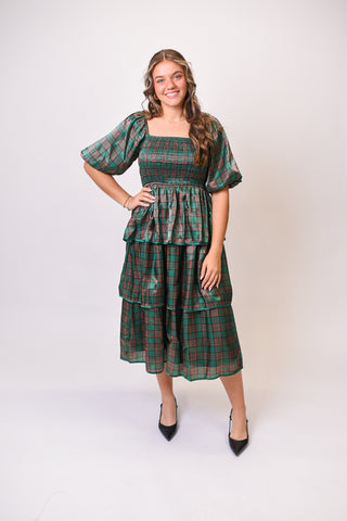 Seasons Greetings Plaid Midi Dress