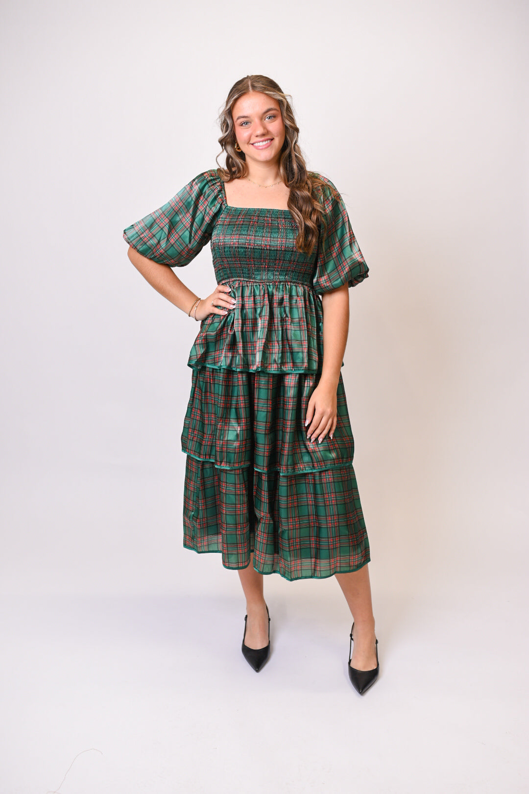 Seasons Greetings Plaid Midi Dress