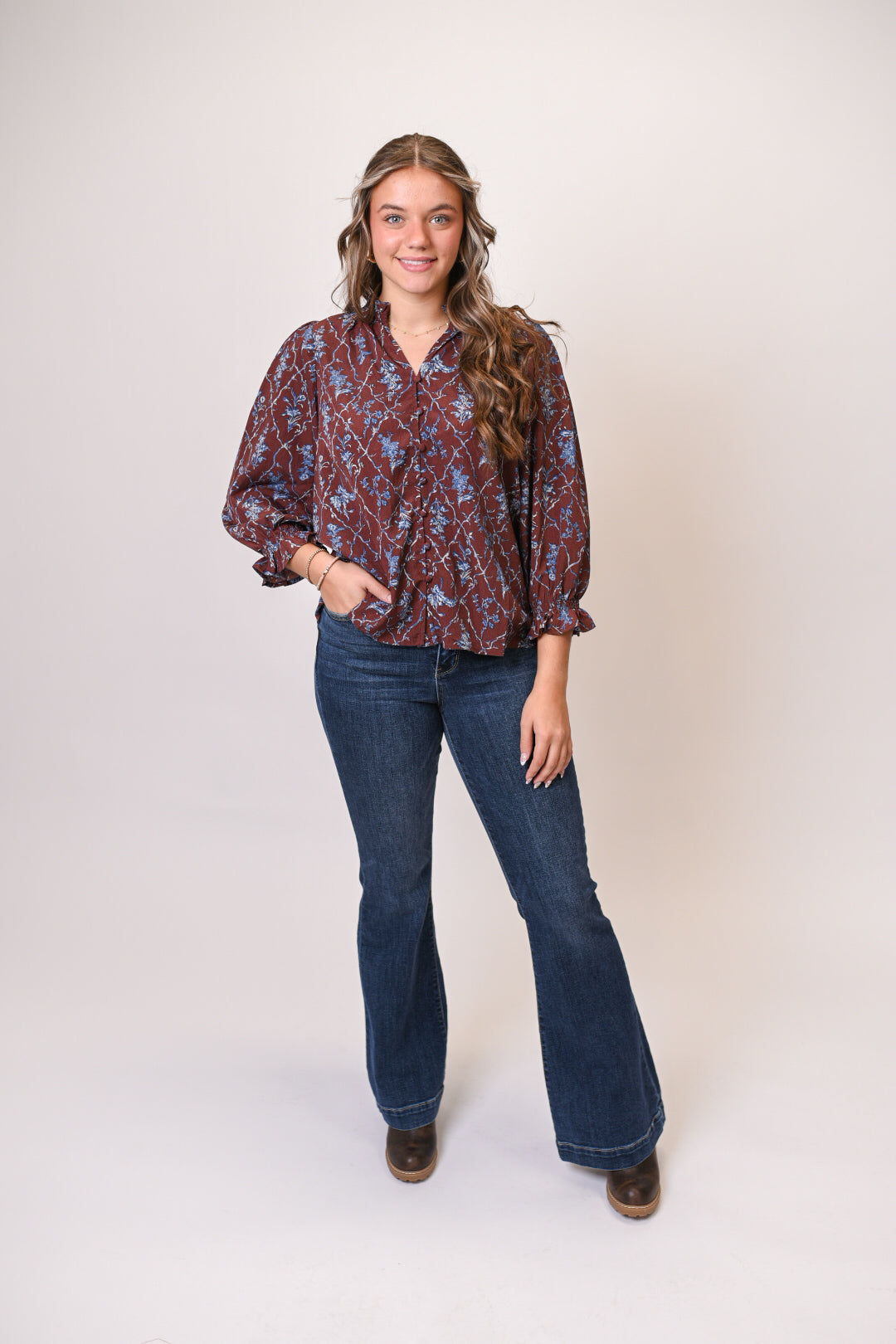 Evening Petals Blouse in Chocolate