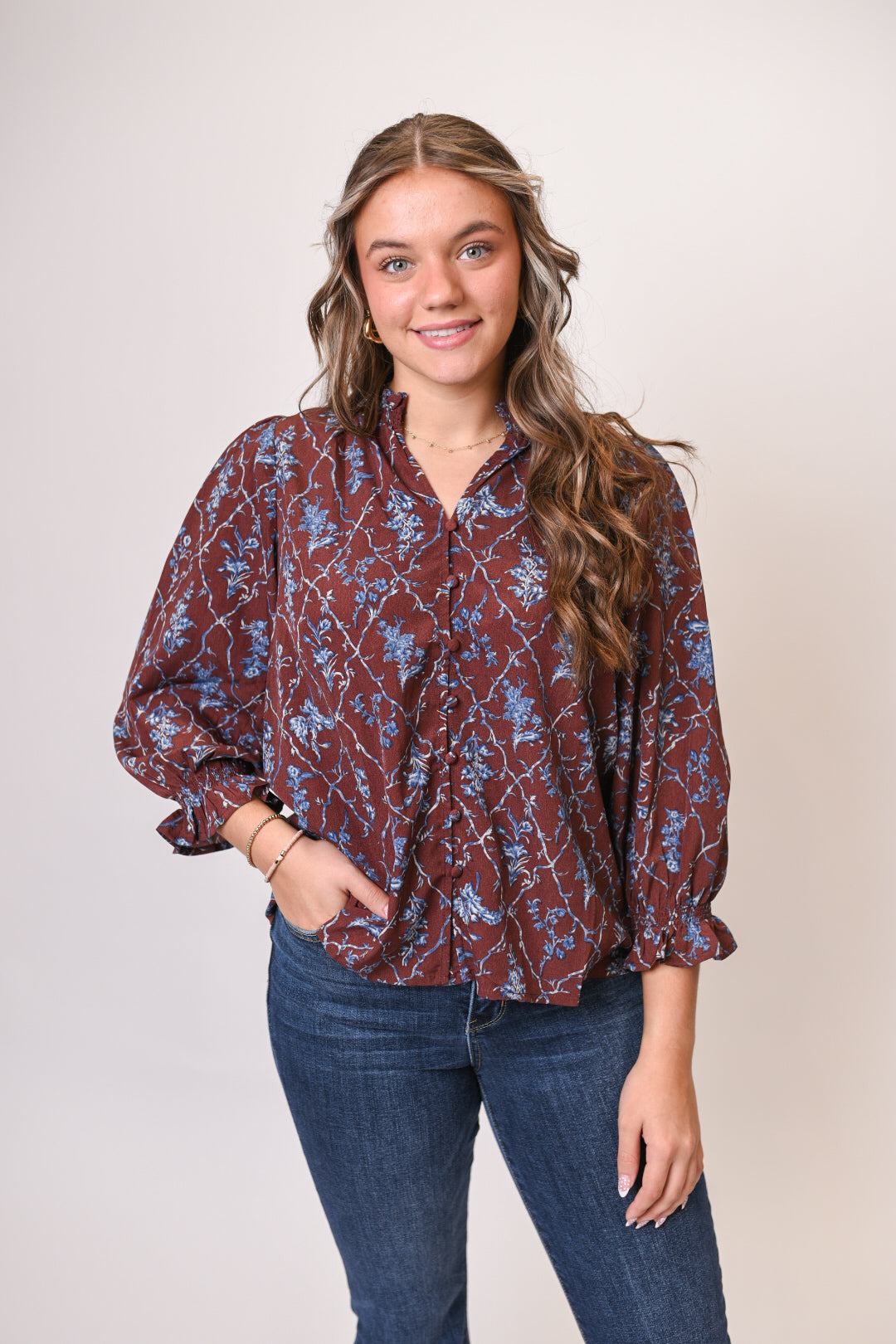 Evening Petals Blouse in Chocolate