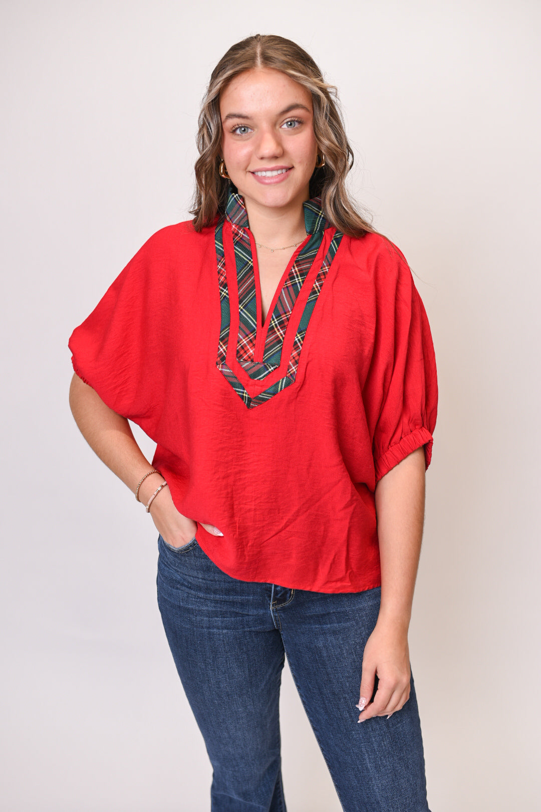 Let's Mingle Blouse in Red