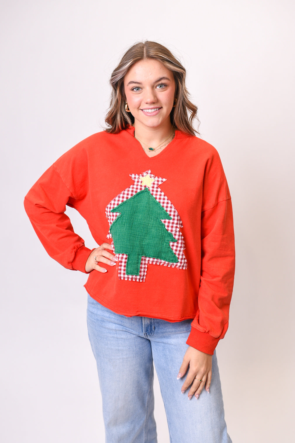Christmas Tree Cutout Pullover