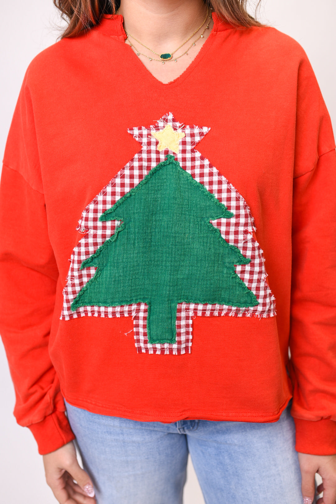 Christmas Tree Cutout Pullover