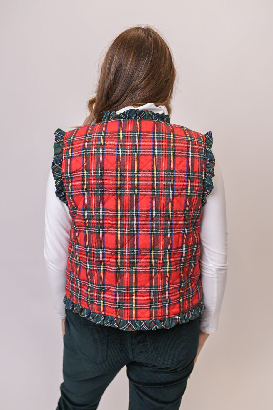 Tartan And Ruffles Quilted Vest