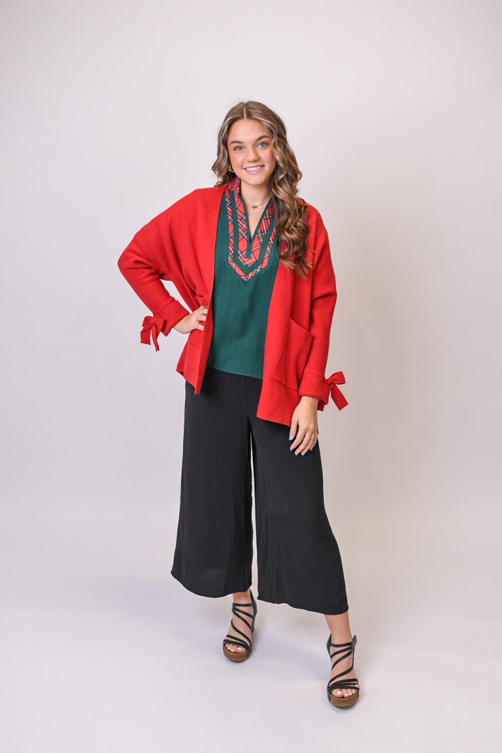 Christmas Cheer Luxe Bow Sleeve Cardigan
