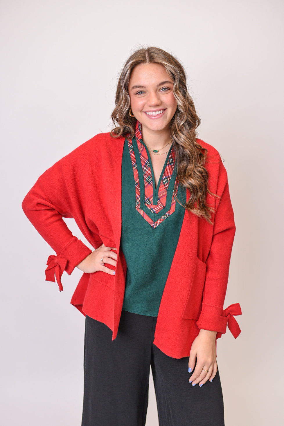 Christmas Cheer Luxe Bow Sleeve Cardigan