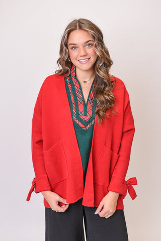 Christmas Cheer Luxe Bow Sleeve Cardigan