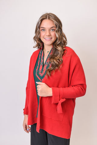 Christmas Cheer Luxe Bow Sleeve Cardigan