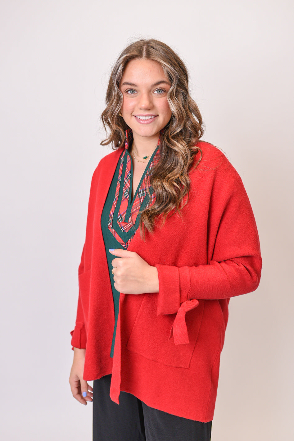 Christmas Cheer Luxe Bow Sleeve Cardigan