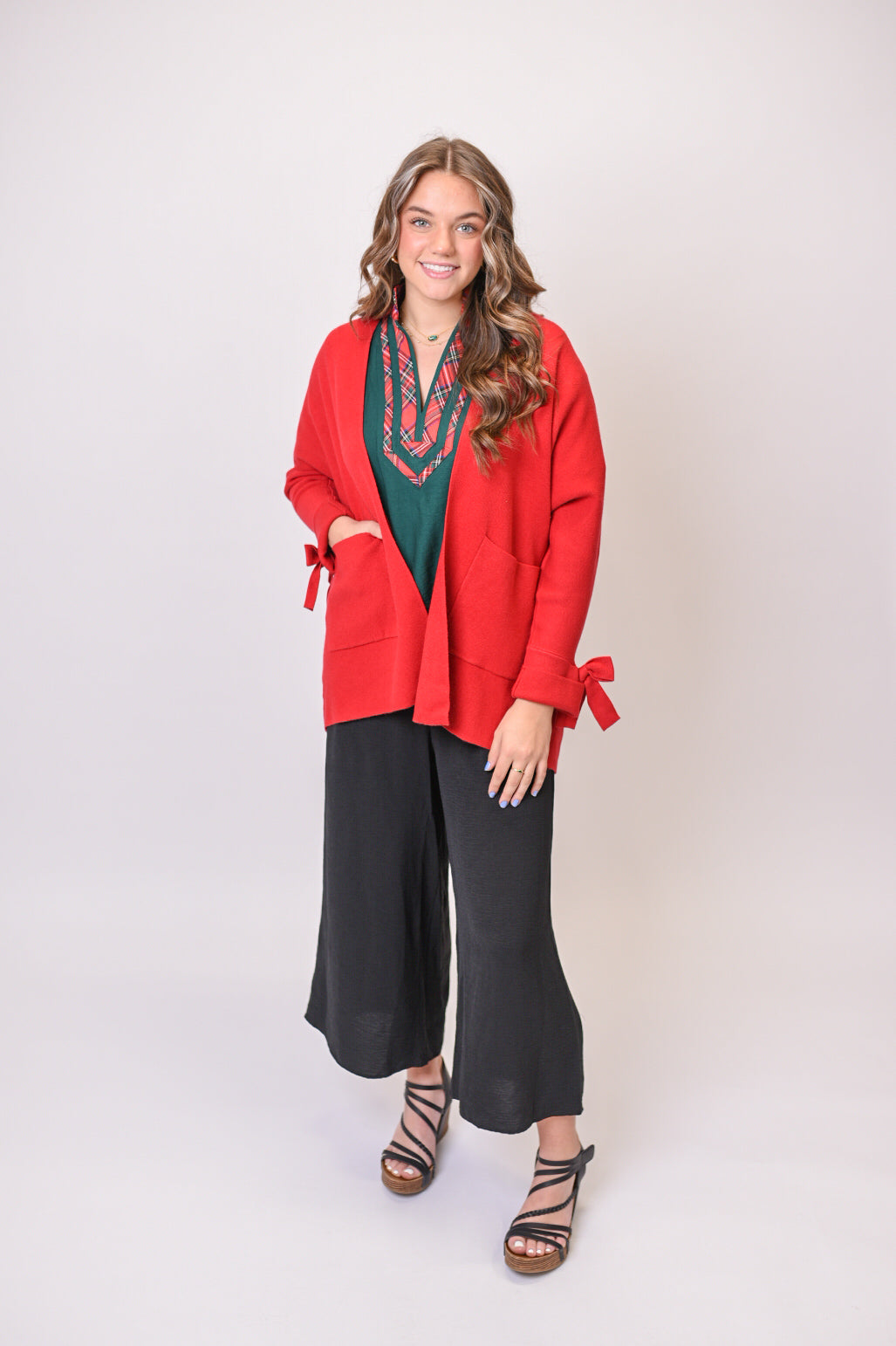 Christmas Cheer Luxe Bow Sleeve Cardigan