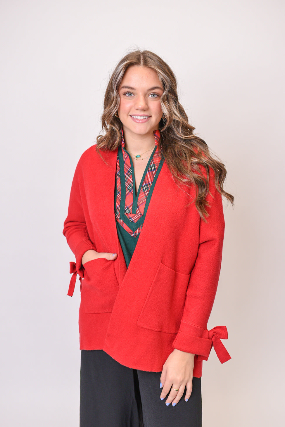 Christmas Cheer Luxe Bow Sleeve Cardigan