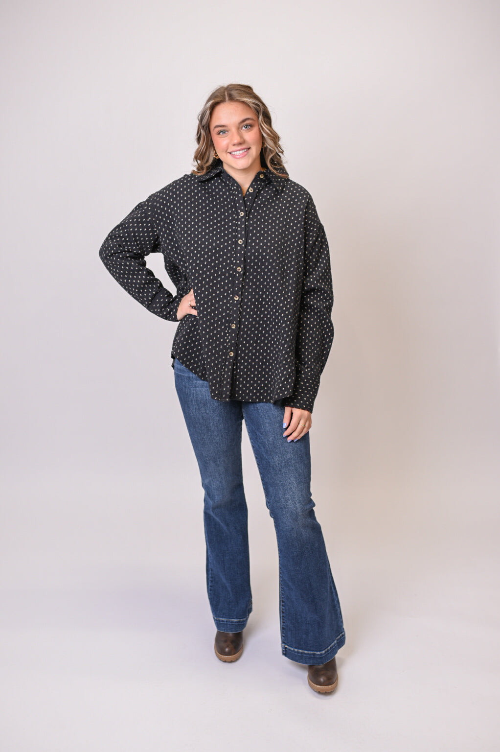 Dainty Flowers Button Down Top