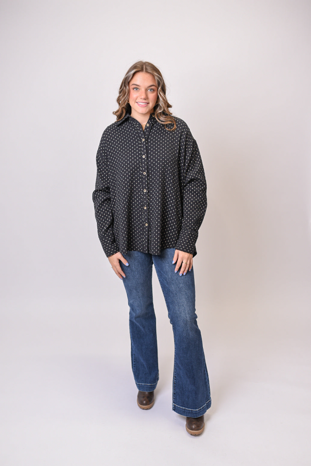 Dainty Flowers Button Down Top