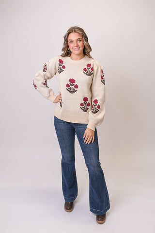 Scattered Flowers Floral Sweater