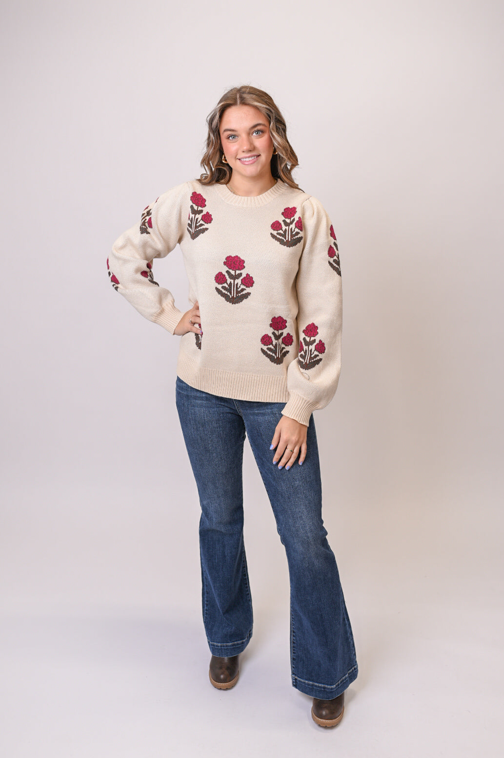 Scattered Flowers Floral Sweater