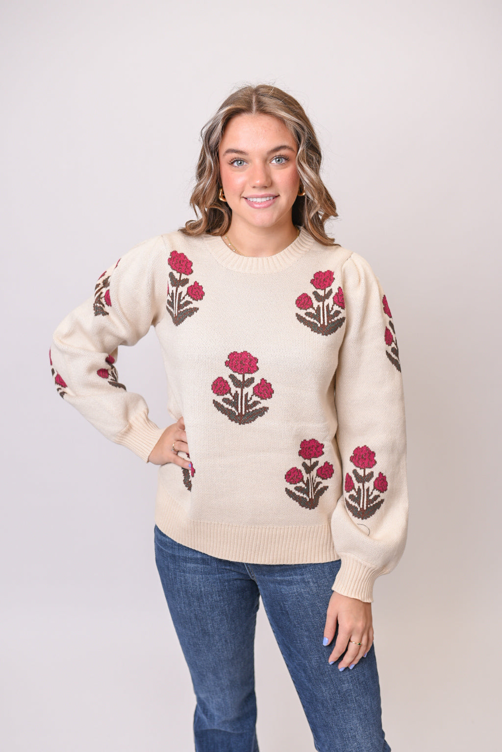 Scattered Flowers Floral Sweater