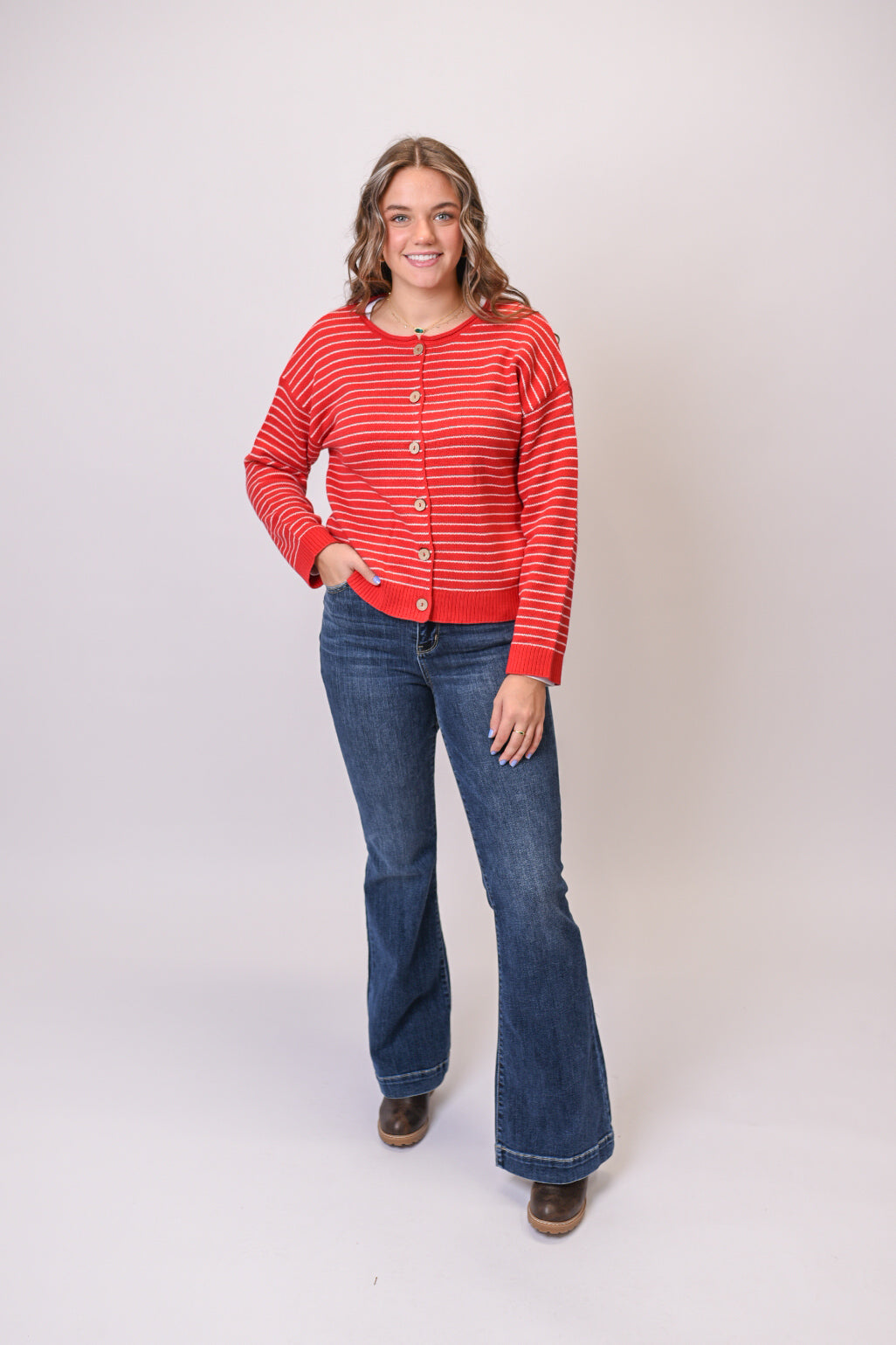 Varsity Crush Cardigan in Red