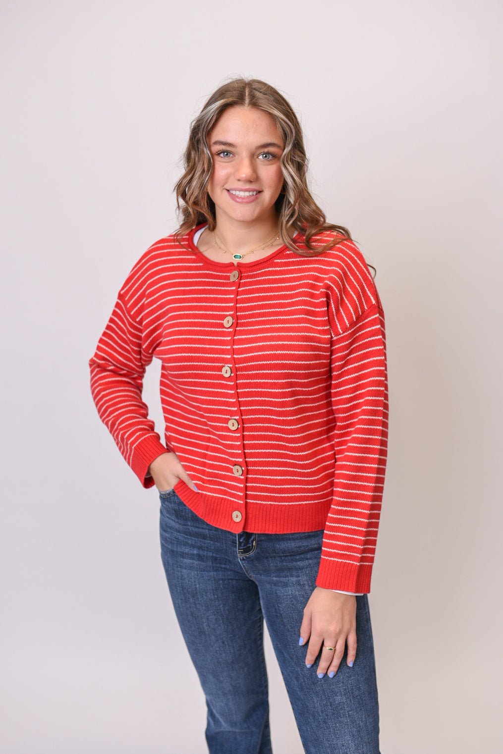 Varsity Crush Cardigan in Red