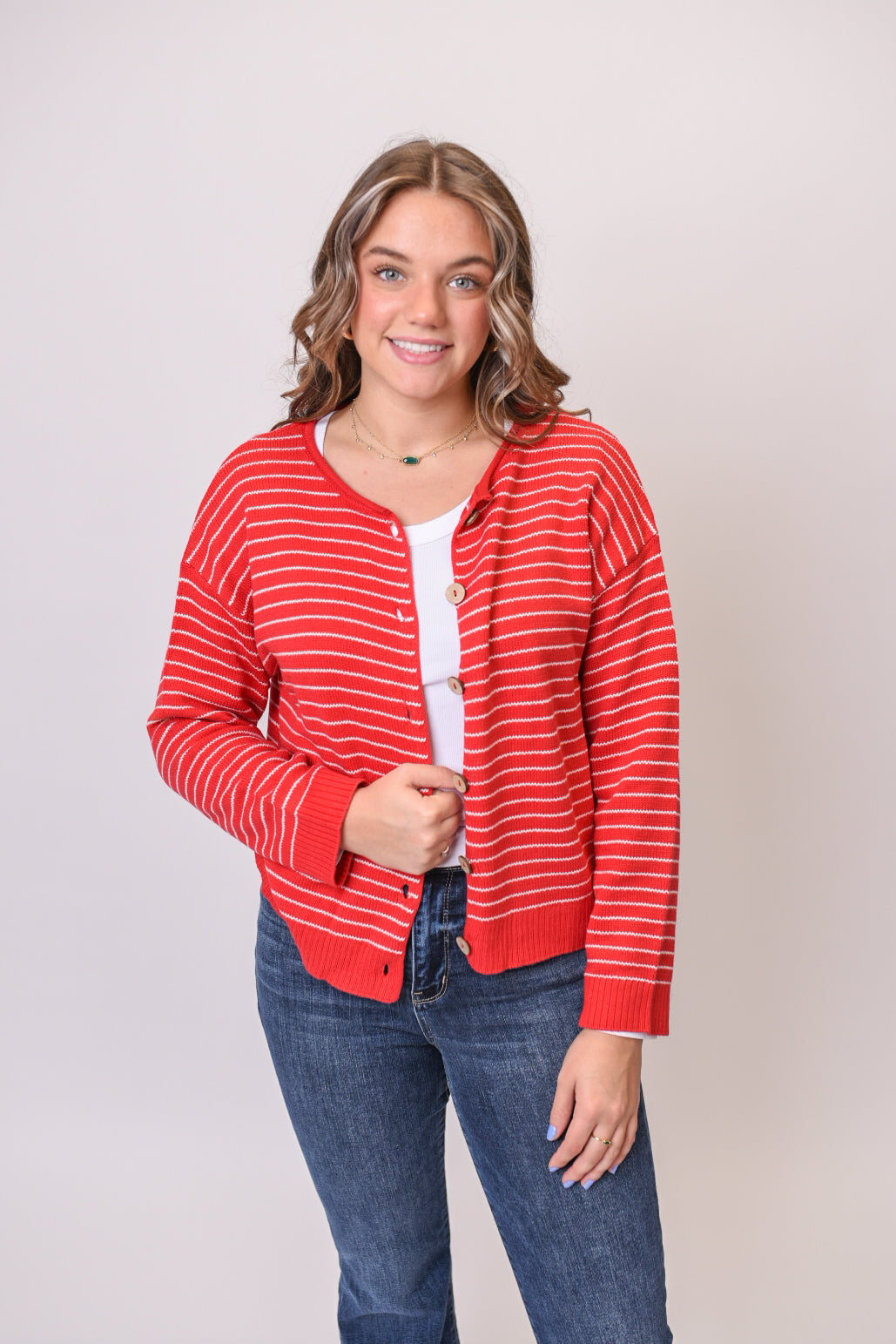 Varsity Crush Cardigan in Red