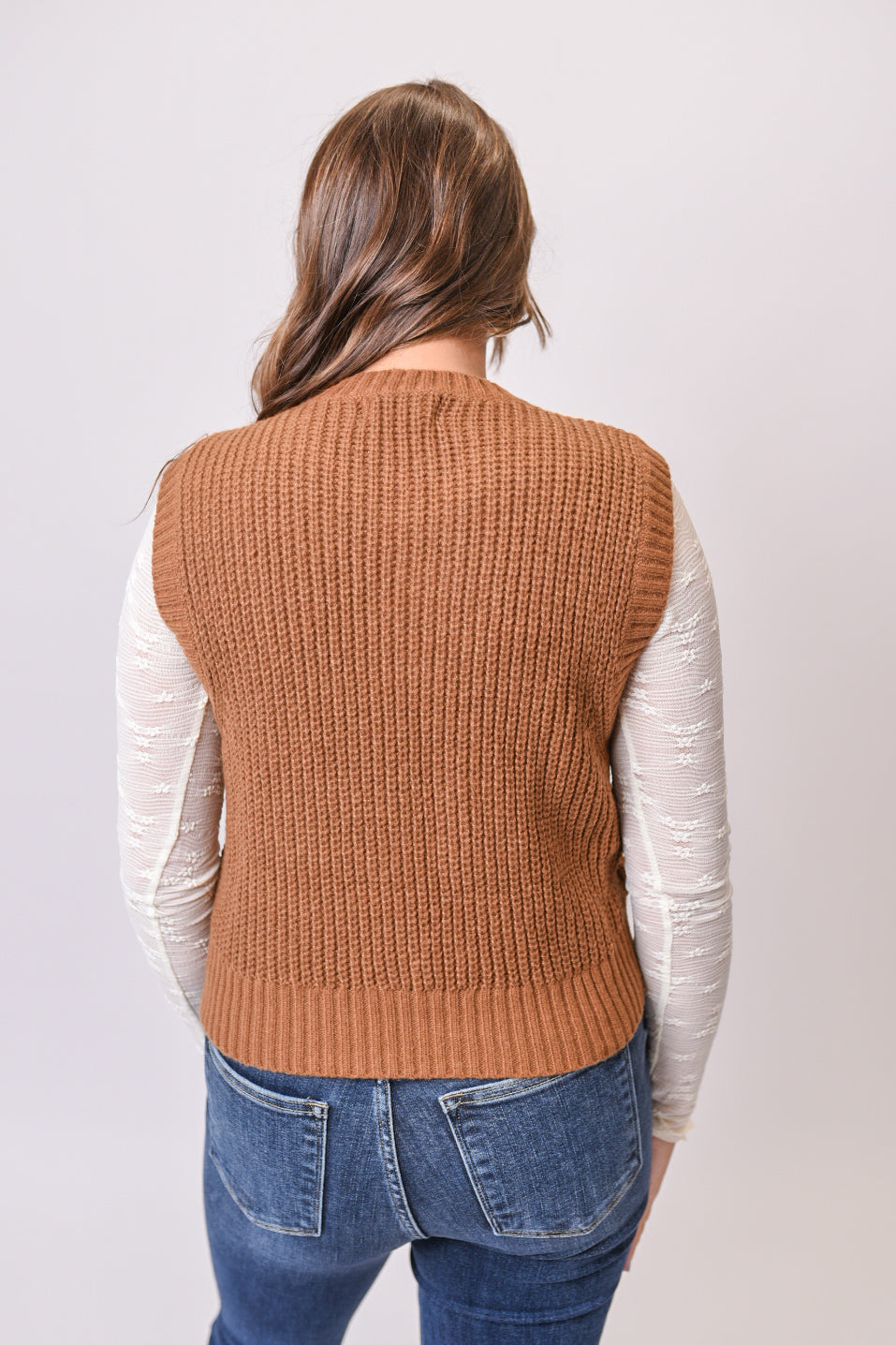Oval Links Crochet Vest in Brown