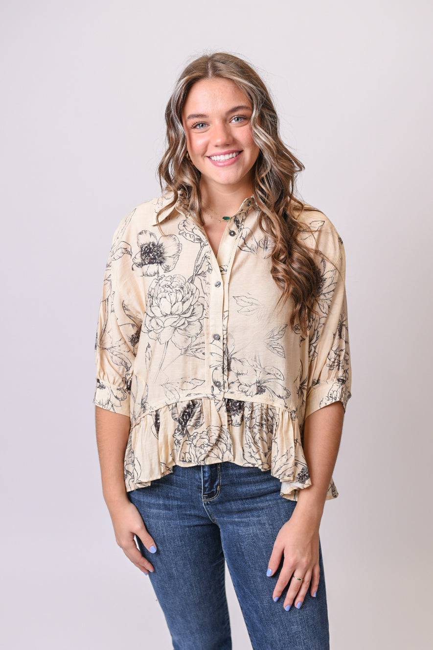 Vintage Bloom Peplum Blouse