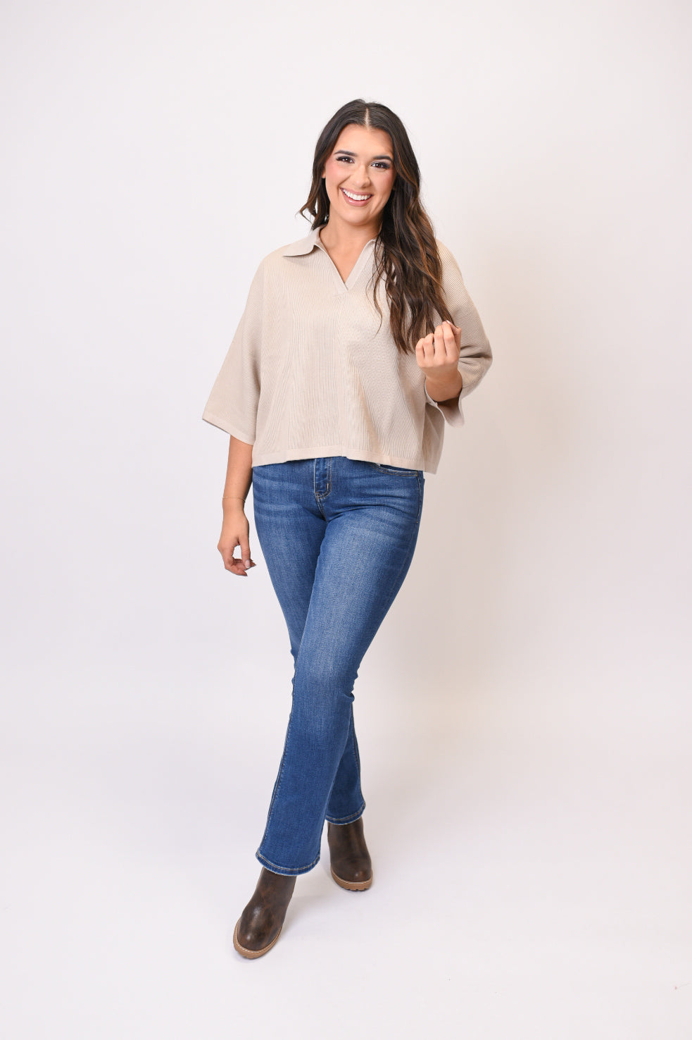 Weekend Whisper Knit Top in Stone