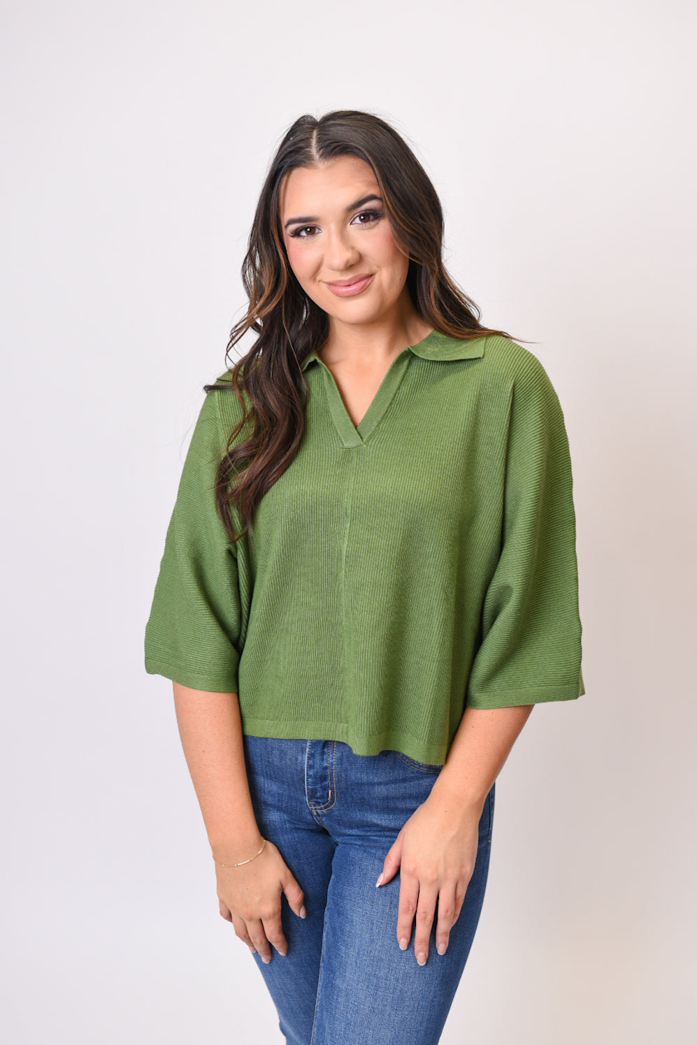 Weekend Whisper Knit Top in Olive