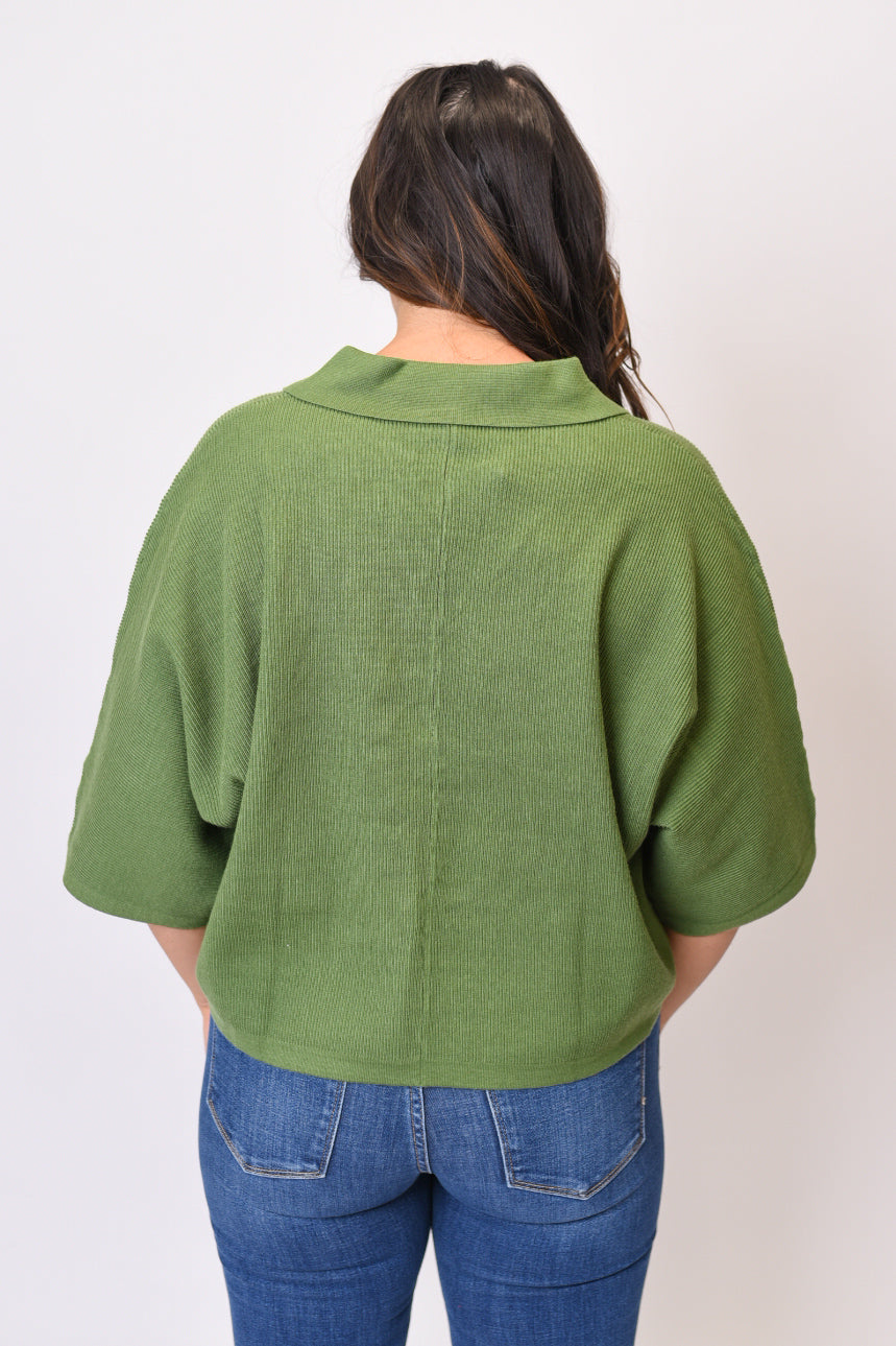 Weekend Whisper Knit Top in Olive