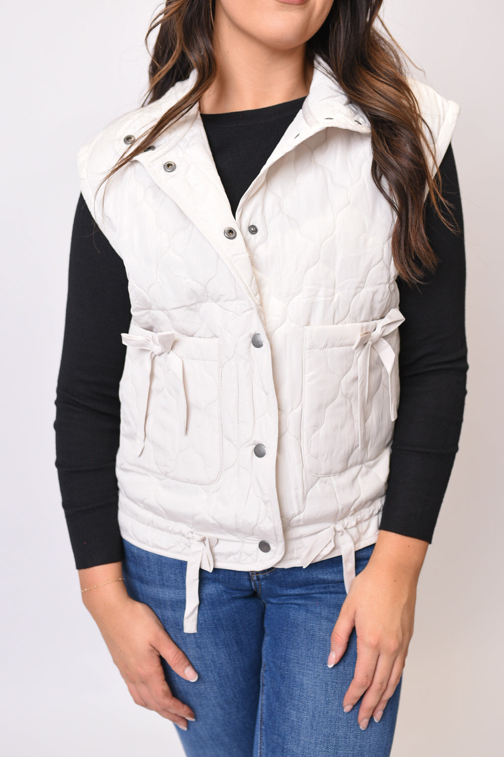 Caffeine Run Quilted Vest in Champagne