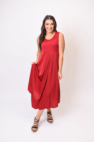 Evening Out Midi Dress In Burgundy