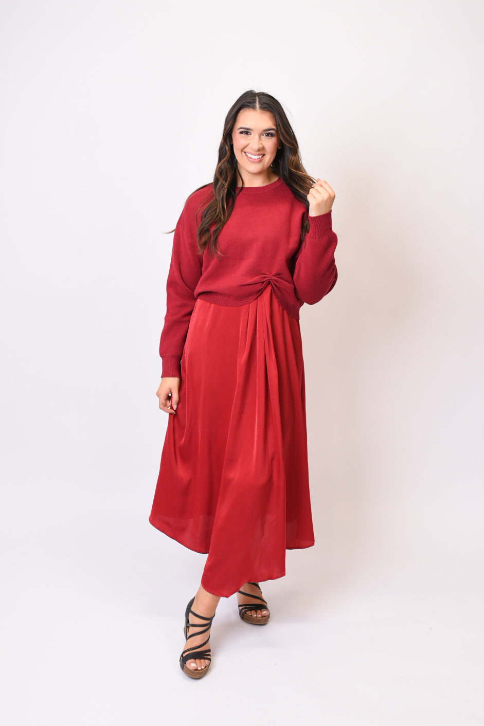 Twist Of Fate Sweater in Burgundy