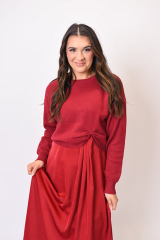 Twist Of Fate Sweater in Burgundy