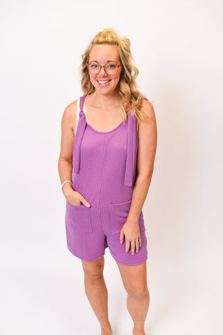 Rockin' Adjustable Ribbed Romper Magenta