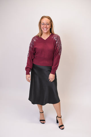 Retro Glam Sweater in Maroon