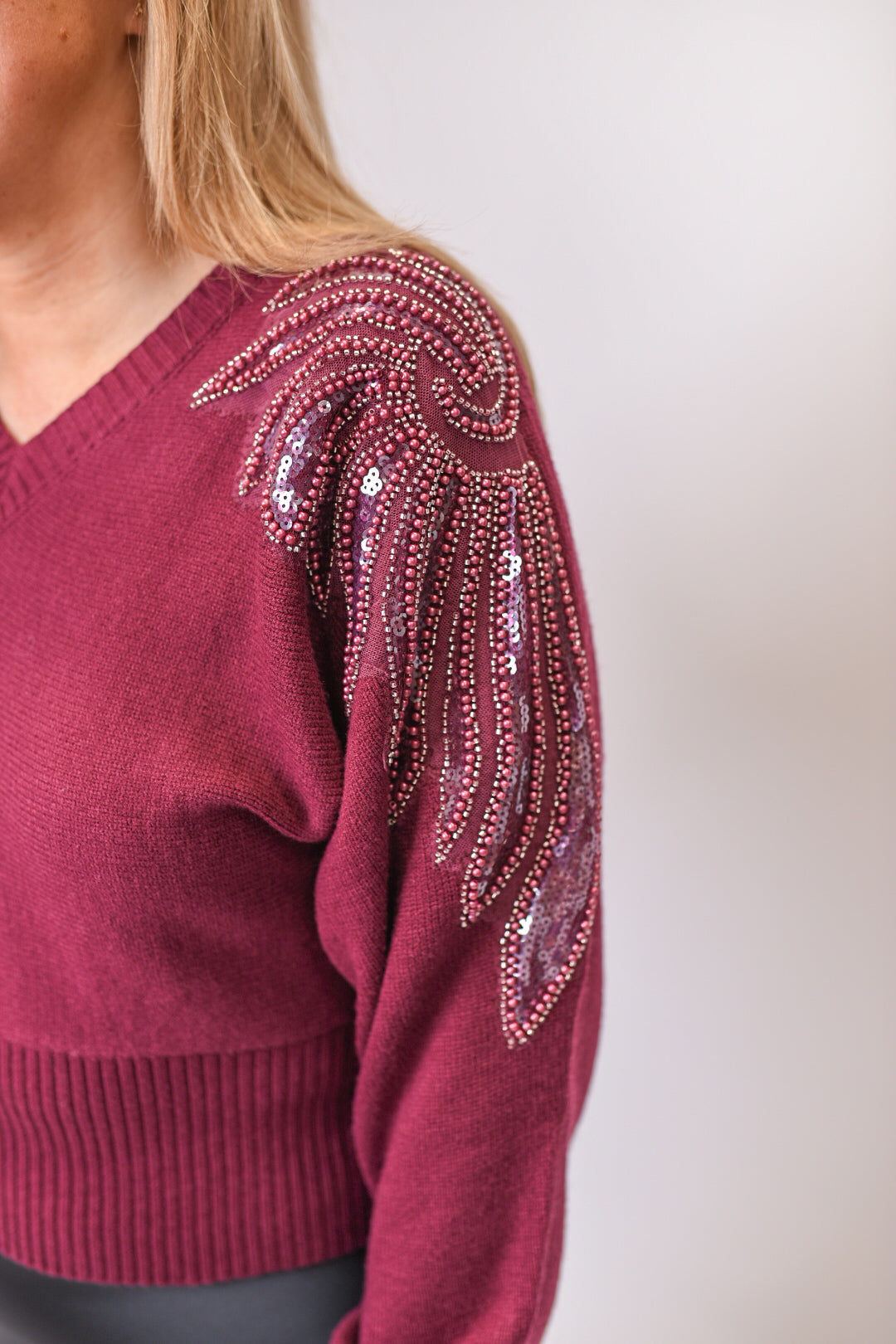 Retro Glam Sweater in Maroon