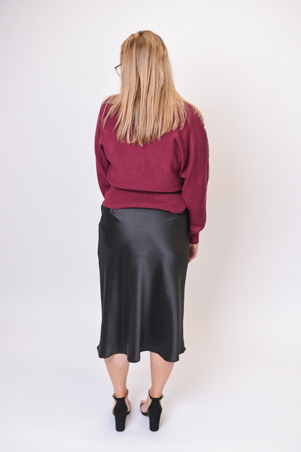 City Chic Satin Midi Skirt