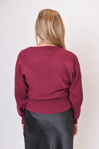 Retro Glam Sweater in Maroon