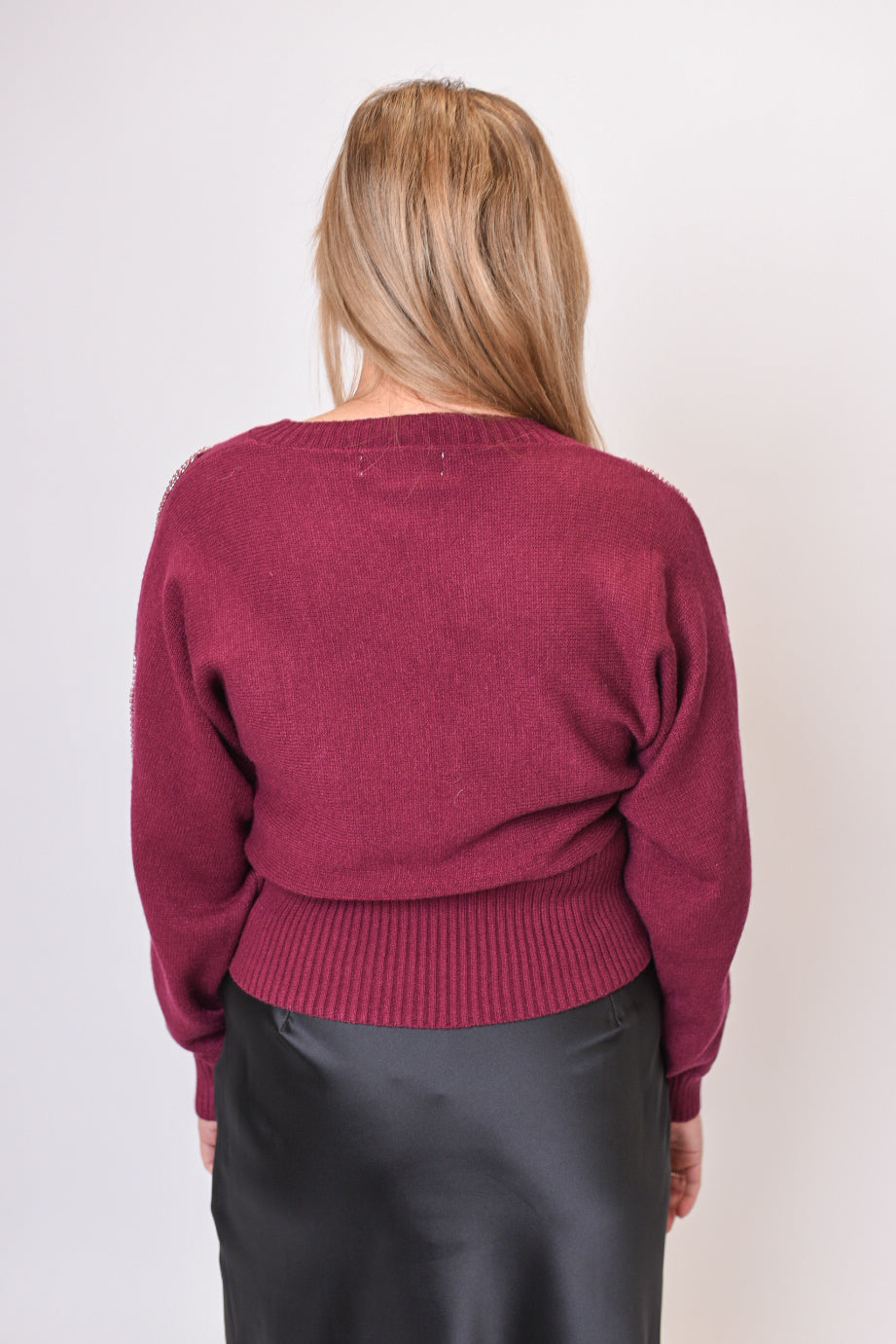 Retro Glam Sweater in Maroon