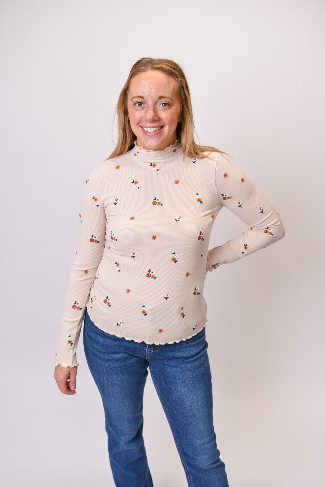 Tiny Blooms Ribbed Layering Top