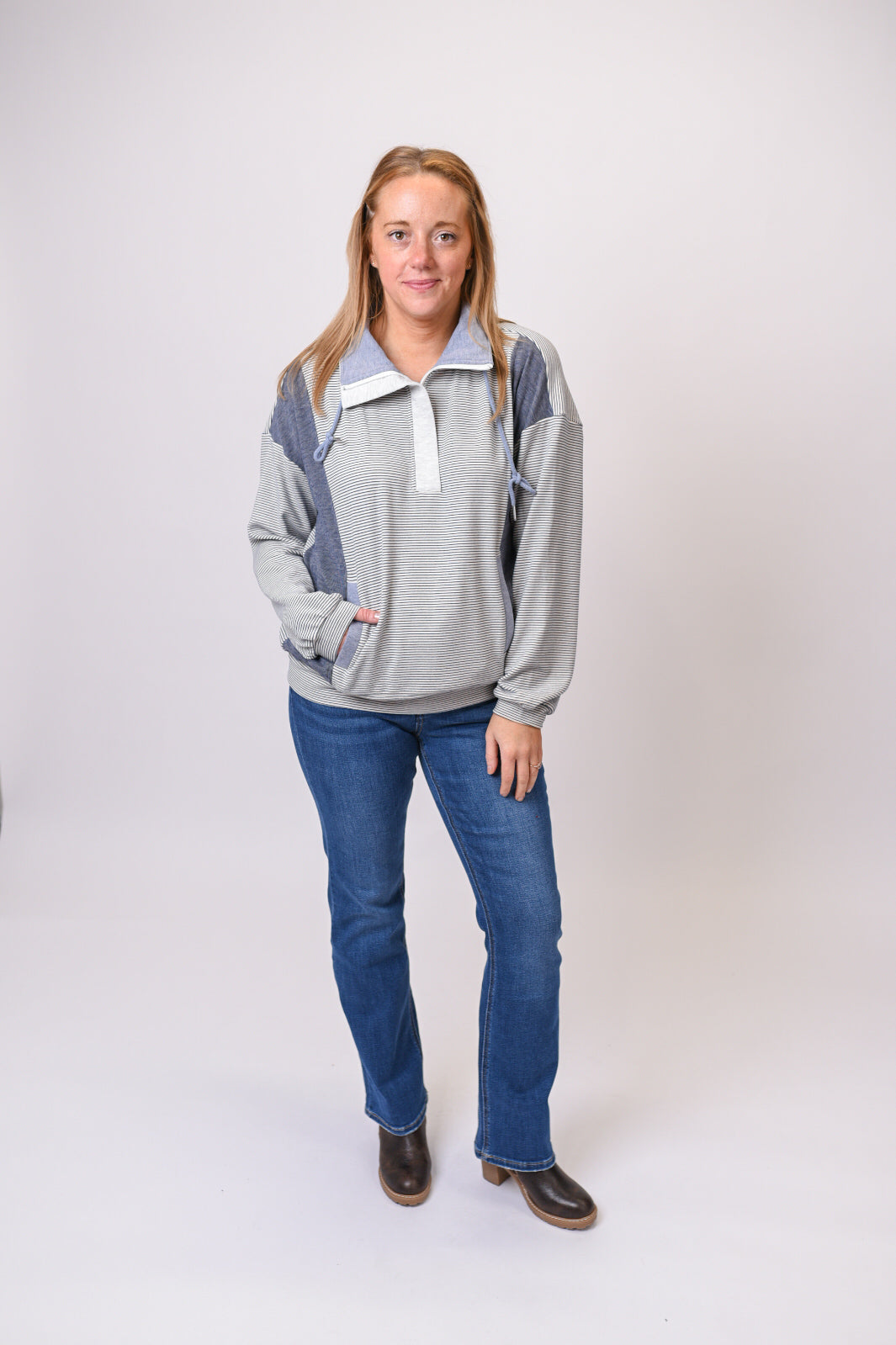 Cloud Nine Half Zip Pullover in Denim